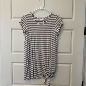 Matilda Jane Gray and White Tie Front Cap Sleeve Tee